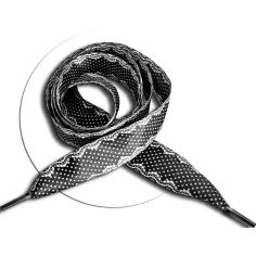 Lacets satin noir pois et dentelle pour vos chaussures