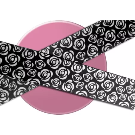 Lacets satin fleuri type Liberty noir & blanc pour vos…