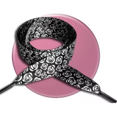 Lacets satin fleuri type Liberty noir & blanc pour vos…