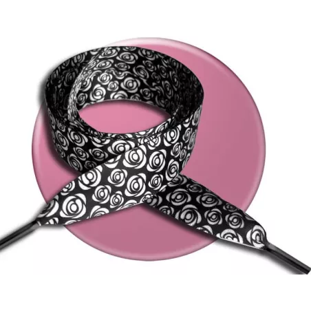 Lacets satin fleuri type Liberty noir & blanc pour vos…