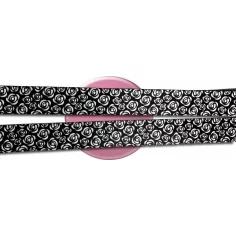 Lacets satin fleuri type Liberty noir & blanc pour vos chaussures 2