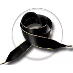 Lacets de chaussures larges satin noir argenté-Achat|Vente…