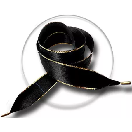 Lacets de chaussures larges satin noir argenté-Achat|Vente…