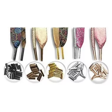 Lacets blancs franges argentées pour vos chaussures