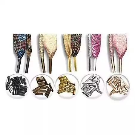 Lacets noirs franges argentées pour vos chaussures Lacets noirs franges argentées pour vos chaussures