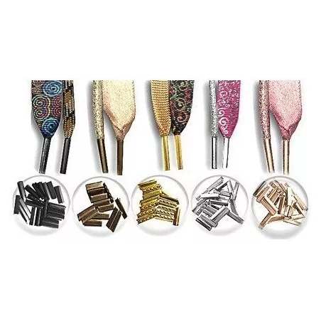 Lacets noirs franges argentées pour vos chaussures