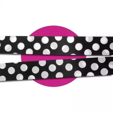 Lacets satin large noir gros pois blancs pour vos chaussures