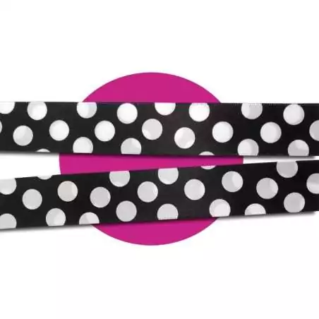 Lacets satin large noir gros pois blancs pour vos chaussures