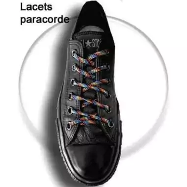 Lacets ronds paracorde en noir & fluo pour vos chaussures