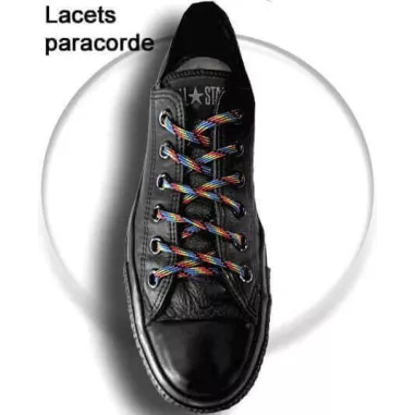 Lacets de chaussures noirs blancs bicolores ronds, en…