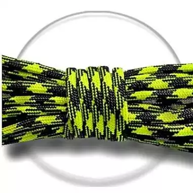 Lacets ronds paracorde en noir & fluo pour vos chaussures
