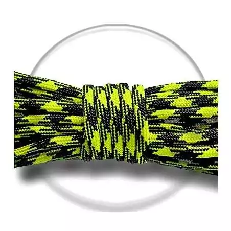 Lacets ronds paracorde en noir & fluo pour vos chaussures