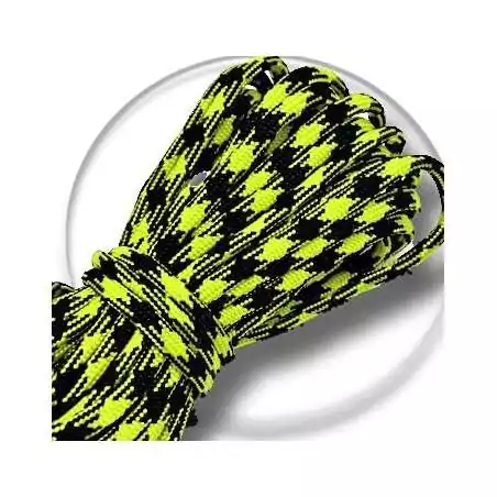 Lacets ronds paracorde en noir & fluo pour vos chaussures