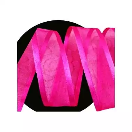 Lacets organdi fushia gansé de satin pour vos chaussures