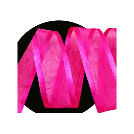 Lacets organdi&nbsp;fushia gansé de satin pour vos chaussures