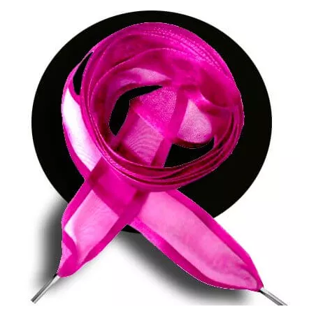 Lacets organdi&nbsp;fushia gansé de satin pour vos chaussures