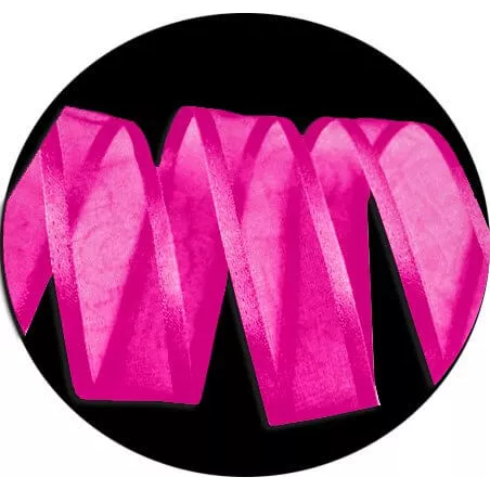 Lacets organdi&nbsp;fushia gansé de satin pour vos chaussures