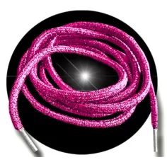 Lacets ronds roses fushia à paillettes pour vos chaussures