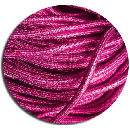 Lacets ronds roses fushia à paillettes pour vos chaussures