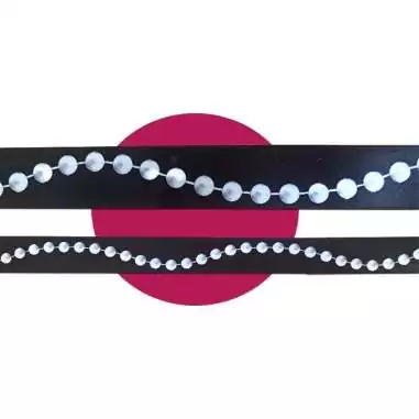 Lacets satin noir motifs perles : 2 largeurs pour vos chaussures