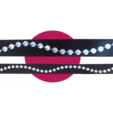 Lacets satin noir&nbsp;motifs&nbsp;perles : 2 largeurs pour vos…