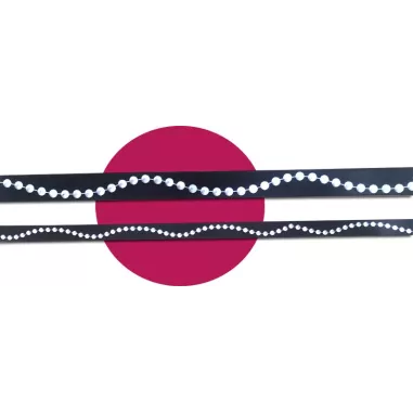 Lacets satin noir&nbsp;motifs&nbsp;perles : 2 largeurs pour vos…