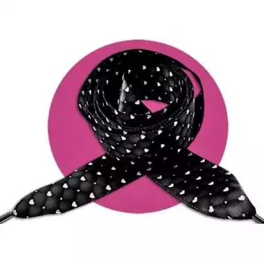 Lacets satin effet doudoune & coeurs : 2 coloris pour vos chaussures