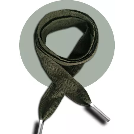 Lacets larges coton kaki armée pour vos chaussures