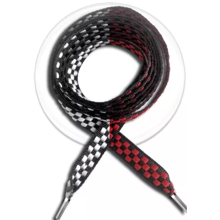 Lacets damier noir / blanc ou rouge pour vos chaussures