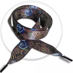 Lacets satin large noir psychédéliques pour vos chaussures