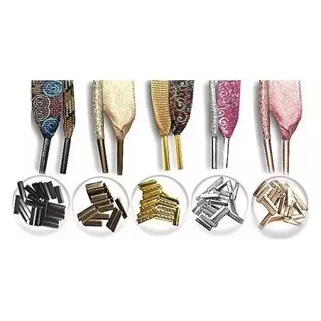 Lacets plats blancs liseret&nbsp;doré pour vos chaussures