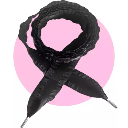 Lacets satin noir froufrou pour vos chaussures