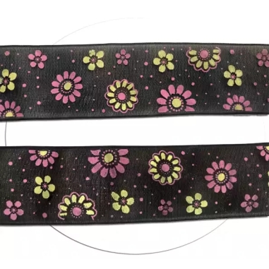 Lacets larges organza noir à pois & fleurs pour vos chaussures