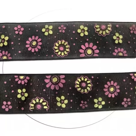 Lacets larges organza noir à pois & fleurs pour vos…