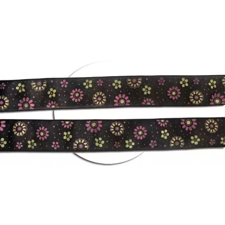 Lacets larges organza noir à pois & fleurs pour vos chaussures