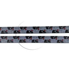 Lacets satin large gris à crânes noirs pour vos chaussures