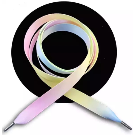 Lacets satin&nbsp;rainbow&nbsp;pastel pour vos chaussures : 3 largeurs