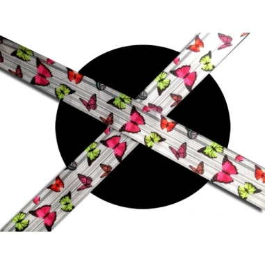 Lacets en satin large gris à papillons colorés pour vos chaussures