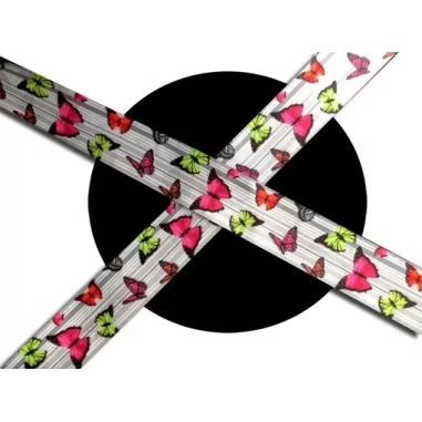 Lacets en satin large gris à papillons colorés pour vos…