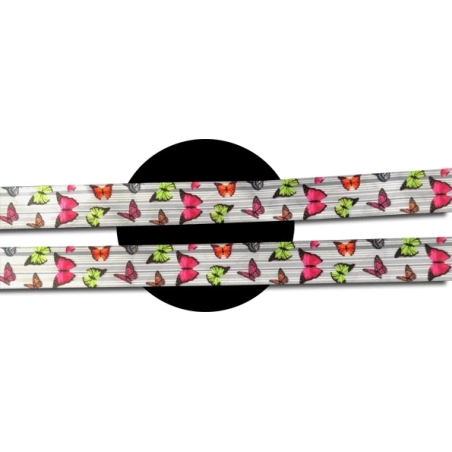 Lacets en satin large gris à papillons colorés pour vos chaussures