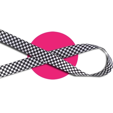 Lacets en satin large bicolores au damier noir & blanc
