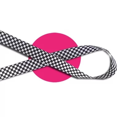 Lacets en satin large bicolores au damier noir & blanc