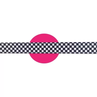 Lacets en satin large bicolores au damier noir & blanc