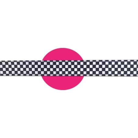 Lacets en satin large bicolores au damier noir & blanc