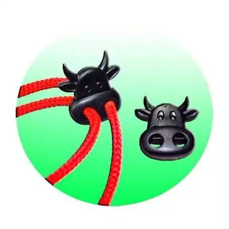 Bloqueurs-stoppeurs forme Vache pour lacets, capuches, sacs,... Bloqueurs-stoppeurs forme Vache pour lacets, capuches, sacs,...