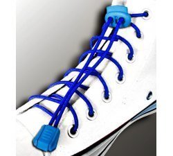 ​​1 paire x lacets élastiques bleus électriques+stoppeurs+bloqueurs