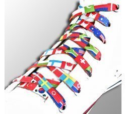 ​​1 paire x lacets drapeaux du monde