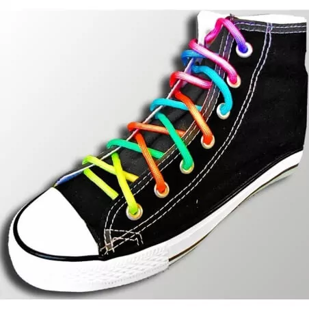 Lacets paracorde rainbow multicolores fluos pour vos chaussures