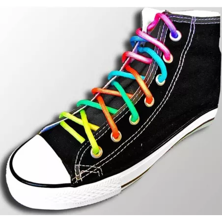 Lacets de chaussures multicolores fluos et ronds, en…