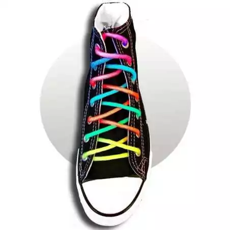 Lacets paracorde rainbow multicolores fluos pour vos chaussures